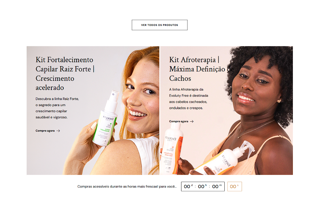 Veluna Cosmético — bloco Banners de Kits Específicos com Cronômetro