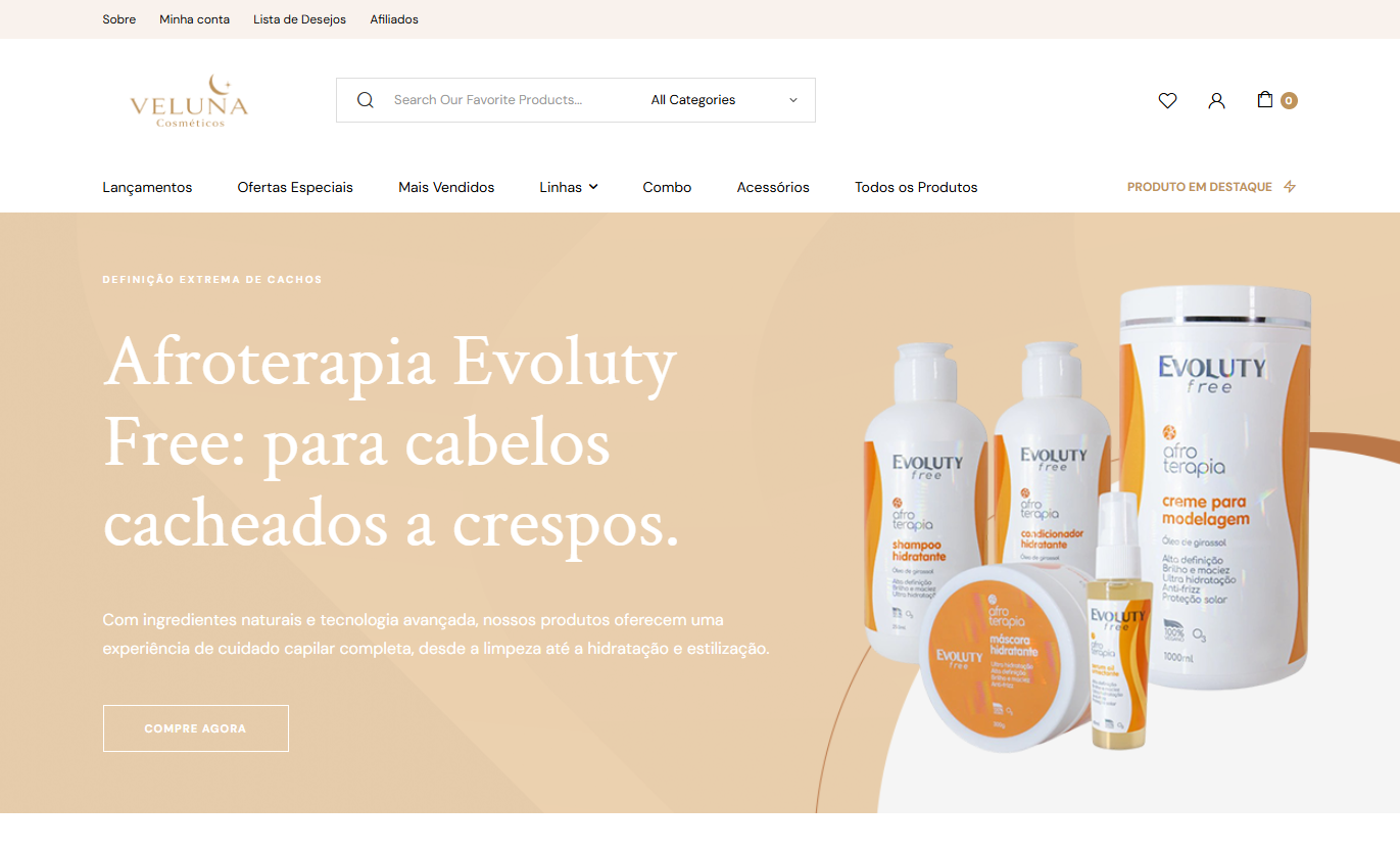 Veluna Cosmético — bloco Banner Principal - Linha Afroterapia