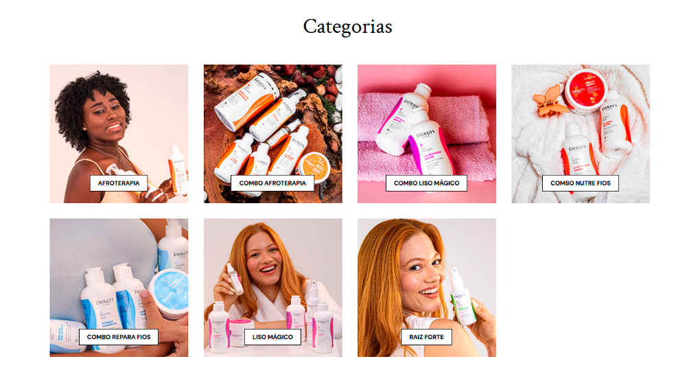 Veluna Cosmético — bloco Menu Visual de Categorias